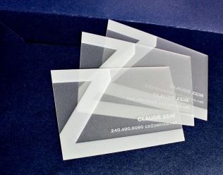 Frosted transparent business cards